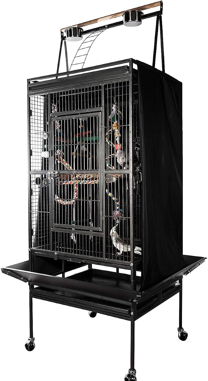 Colorday Good Night Bird Cage Cover for Large Bird Cage with Play Top (Patented), Black 68" - Image 2