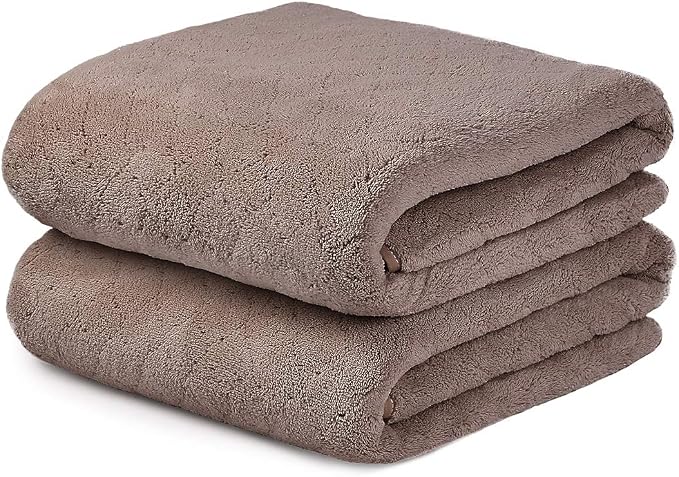 JML Microfiber Bath Towels, 2 Pack, 30 in x 60 in, Chocolate | Hanging Loop, Super Soft, Absorbent, Lint Free, Fade Resistant, Lightweight, Quick Dry, Use for SPA , Sauna, Salon Hair Wrap by JML