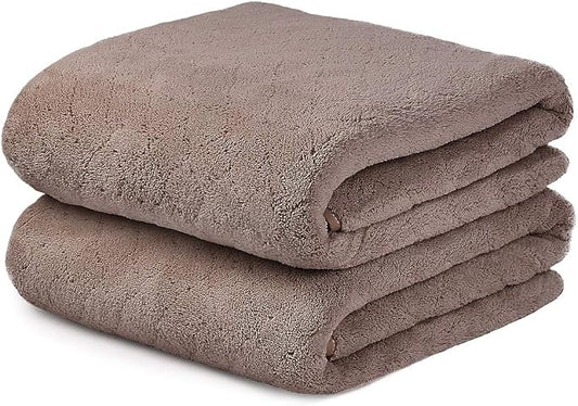 JML Microfiber Bath Towels, 2 Pack, 30 in x 60 in, Chocolate | Hanging Loop, Super Soft, Absorbent, Lint Free, Fade Resistant, Lightweight, Quick Dry, Use for SPA , Sauna, Salon Hair Wrap by JML