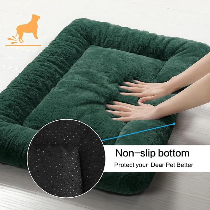 Dog Crate Pad Washable Dog Bed for Crate Large Cozy Mat 42-Inch Green | Ultra Soft Kennel Pad,Anti-Slip Bottom,Fits for Most Metal Crates,Comfortable Sleeping Pet Mat - Image 6