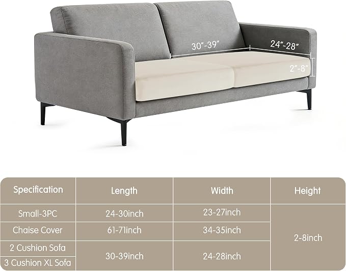 Hokway Velvet Couch Cushion Covers Water Resistant Seat Covers Stretch Sofa Cushion Protector(2 Cushion Sofa, Ivory) - Image 2