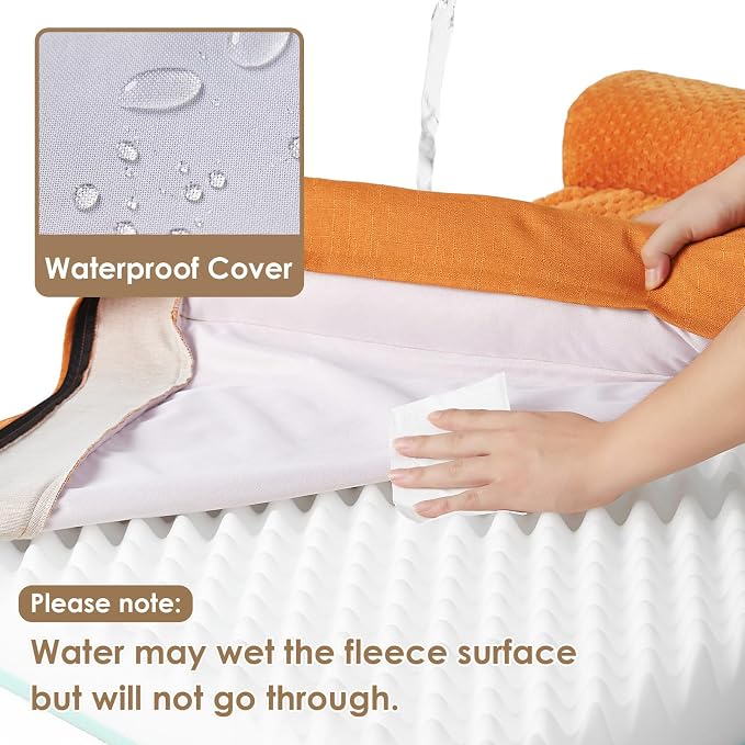 EHEYCIGA Memory Foam Dog Bed Large Size Dogs, Orthopedic Dog Bed Large with Washable Removable Cover, Waterproof Pet Sofa Couch with Nonskid Bottom, 36x27x6, Pumpkin - Image 3