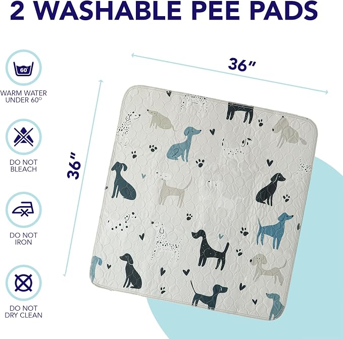 PUPIBOO Washable Pee Pads for Dogs and Cats - Super Absorbent Reusable Puppy Training Pads - 100% Waterproof, Leak-Proof & Non-Slip Whelping Pads for Pet Housebreaking - Image 8