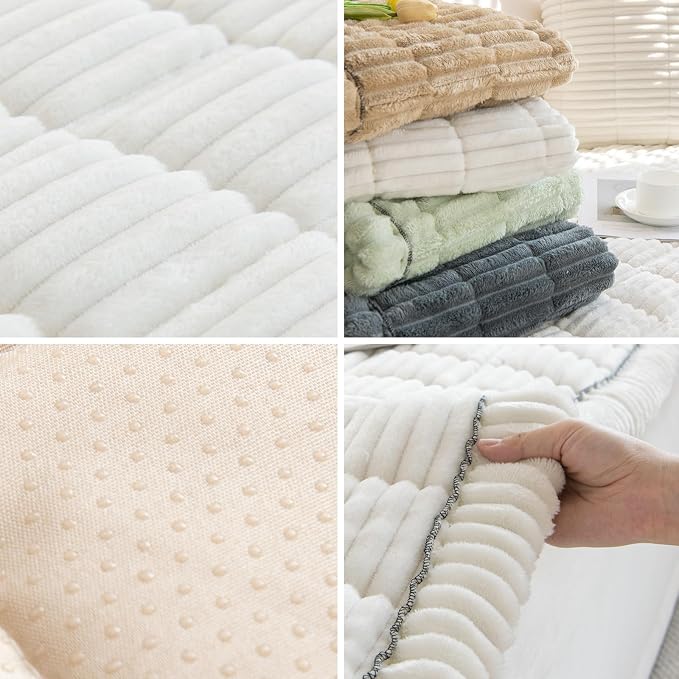 Thick Pet Couch Covers for Sofa (27.6"x70.9",Stripe White) | Soft Sofa Covers for 3 Cushion Couch, Machine Washable，Non Slip Sofa Cover, Flannel Dog Pet Friendly Couch Covers Protector - Image 6