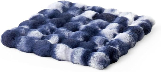 COZY KISS Chair Cover for Dogs Washable, Ultra Soft Faux Fur Pet Couch Pad for Car Seat Protector, Liquid Pee Proof Cat Mat, Warm Pad for Dresser Top, 23.5x23.5 inch, Tie Dye Blue by COZYKISS