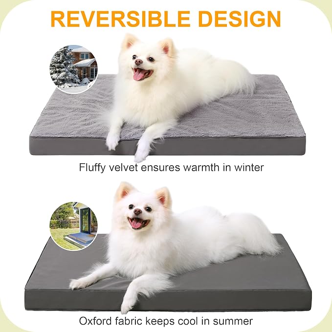 KSIIA Orthopedic Dog Bed for Small Dogs with Waterproof, Dark Grey, 23x17 | Deluxe Soft Plush Dog Crate Bed, Washable Pet Mat with Removable Cover & Egg Crate Foam for Small Dogs Sleeping & Relaxing - Image 4