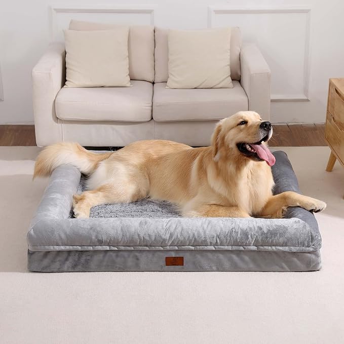 XL Orthopedic Dog Bed Waterproof for Extra Large Size Dogs | 360 Degree Bolster Support, Egg Crate Foam, Waterproof Liner, Non-Slip Bottom, Machine Washable Cover, 41 x 29 Inch - Image 7