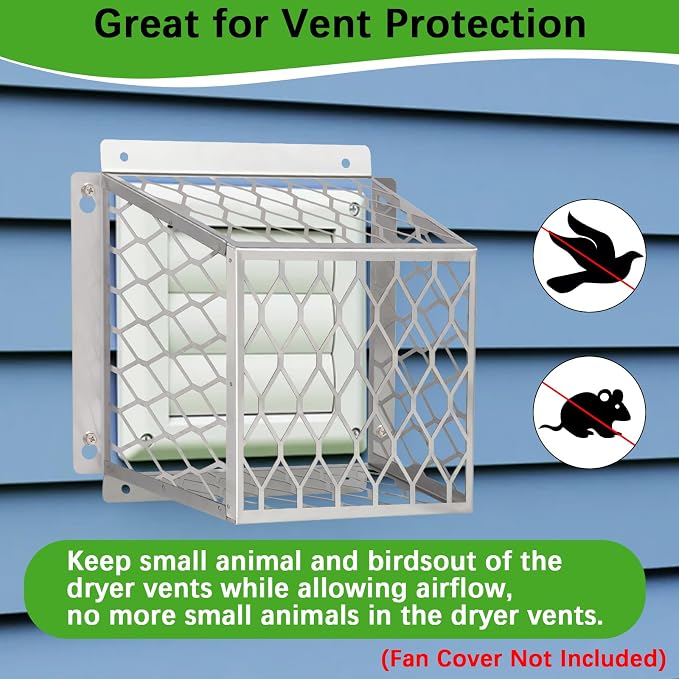 Dryer Vent Bird Guard,Dryer Vent Cover Outside for 3-4 inch Vent Hoods | Universal Outdoor Bird Guard for Dryer Vent & Bathroom Exhaust,Stainless Steel Bird Cage 7"Lx7"Wx5"H,Prevent Bird From Enter - Image 3