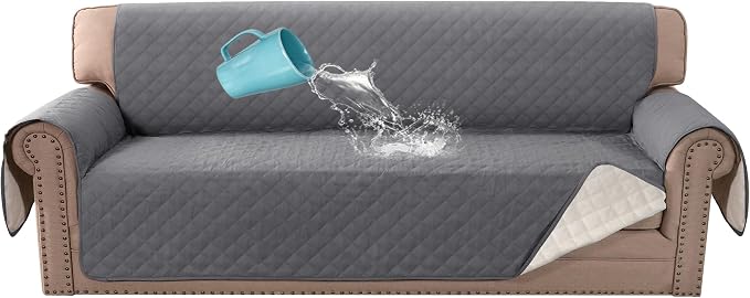 H.VERSAILTEX Sofa Slipcover Sofa Cover 100% Waterproof Couch Cover with Elastic Straps Furniture Protector for Pets Kids Children Dog Cat(Oversized Sofa, Rocket Gray) by HVERSAILTEX