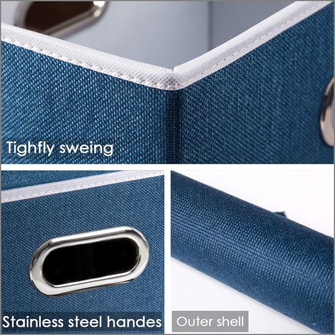 PRANDOM Collapsible Storage Bin with Lid [1-Pack] Fabric Foldable Storage Box Organizer Container Basket Cube with Cover for Home Bedroom Closet Office Nursery Royal Blue(14.9x9.8x9.8) - Image 4