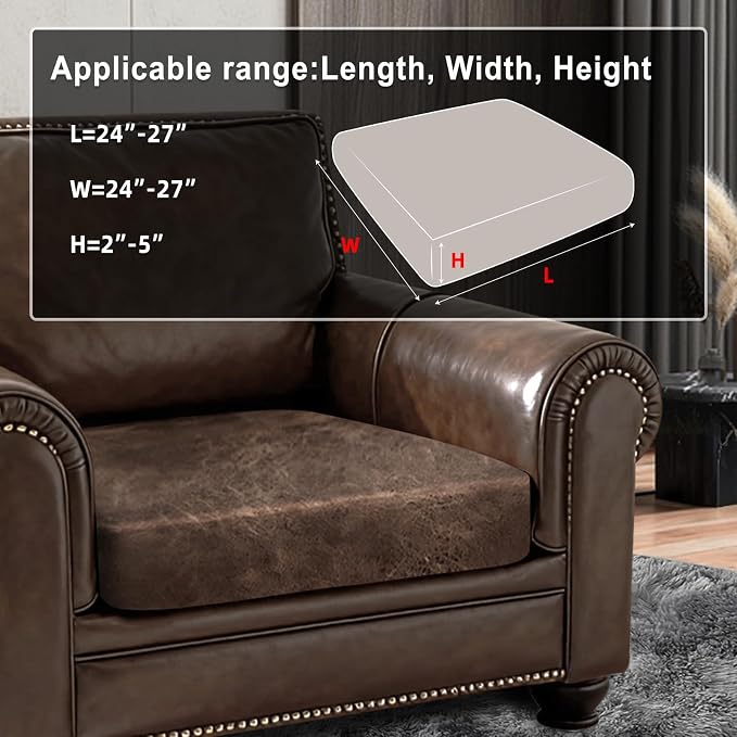 ANARACHON Leather Look Couch Cushion Covers Sofa Seat Slipcovers Sets Couches Furniture Protector for Sectional Armchair Loveseat Pets Kids Stretch Spandex Fabric (1 Cushion Armchair, Light Brown) - Image 3