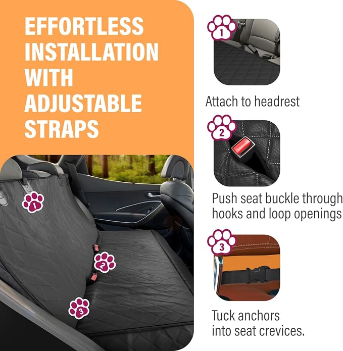 Active Pets Orange XL Dog Car Hammock Back Seat Cover, Waterproof Backseat Cover Protector for Truck Bench Rear of Sedans or SUVs, Essential Pet Supplies Vacuum or Wipe Clean, Machine Washable - Image 3