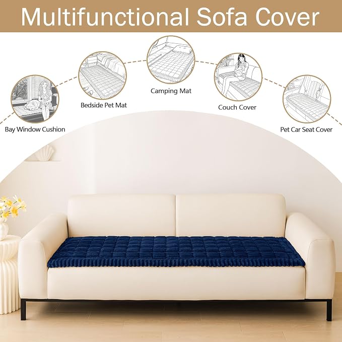 hyha Couch Cover for Dogs, Washable Non Slip Plush Flannel Sofa Protector | Thick Flannel, Silicone Anti-Slip Backing, Pet Hair & Scratch Protection, Fits Sofa & Loveseat (27.6" x 70.9") - Image 3