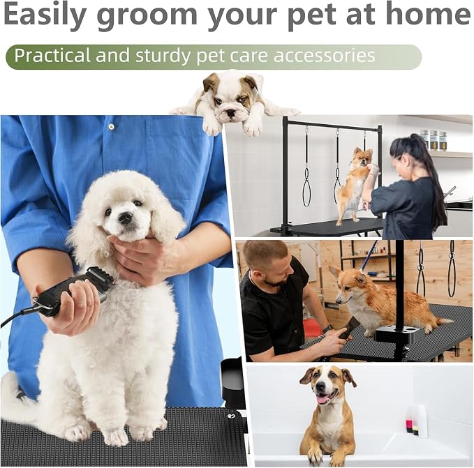 47"Professional Dog Pet Grooming Table Adjustable Heavy Duty Portable w/Arm & Noose & Mesh Tray (46", Black) - Image 6