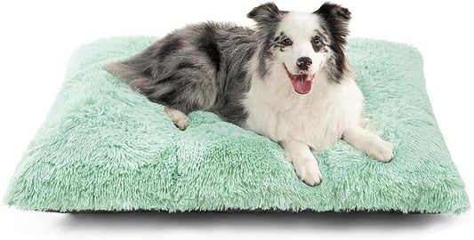 EHEYCIGA Fluffy Dog Crate Bed, Plush Extra Large Dog Pillow, Apple Green | Xlarge Calming Anti Anxiety Plush Faux Fur Mat for Large size dogs, Washable Soft Warm Dog Pad with Non-Slip Bottom by EHEYCIGA