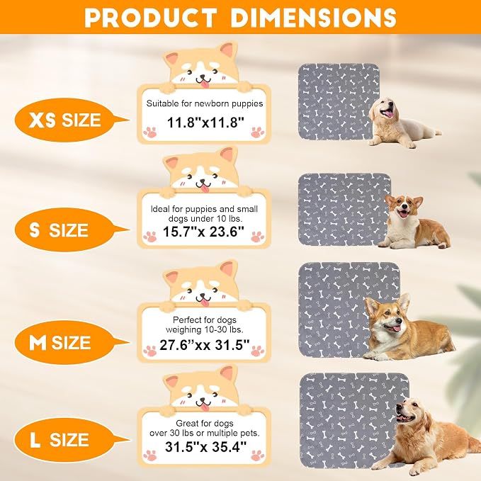2PC Puppy Pee Pads with Pheromones, Washable Puppy Training Pads for Dogs Reusable Puppy Potty Pads for Dogs and Cats(with Pet Hair Removal Gloves) - Image 2