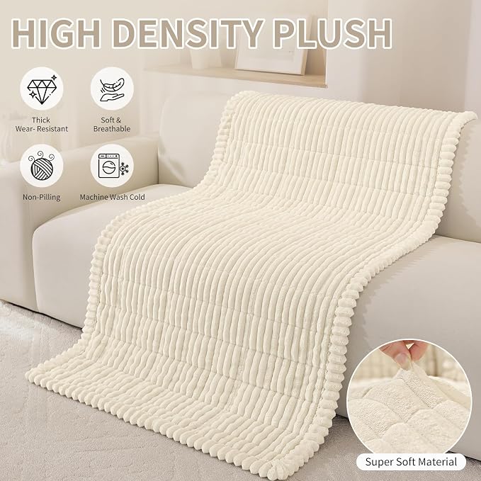 Fuzzy Couch Arm Covers for Dogs Washable, Thick Couch Covers for 3 Cushion Sofa Pet Friendly, Non Slip Plush Dog Couch Cover for for Sectional, Loveseat (Beige, 17.6" x 17.6") - Image 6