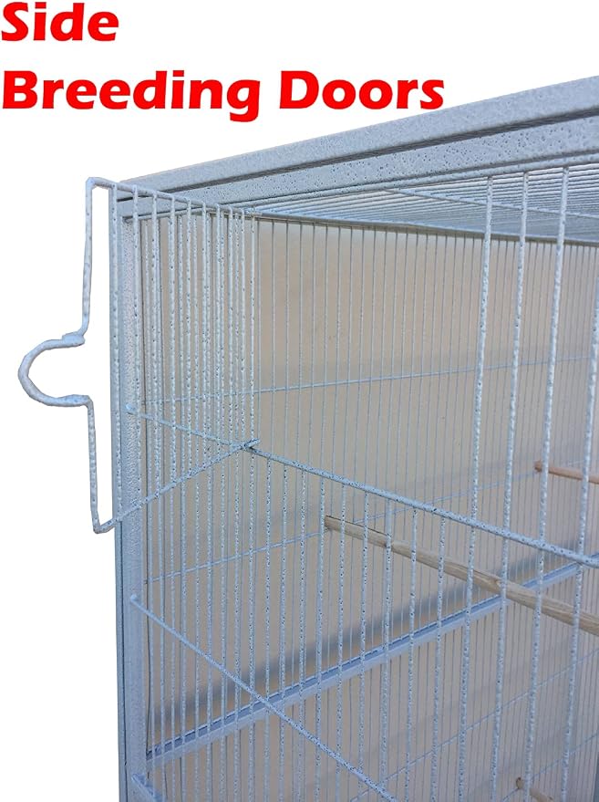 54" Large Wrought Iron Breeding Flight Canary Parakeet Cockatiel Lovebird Finch Cage Side Nesting Doors with Removable Rolling Stand - Image 6