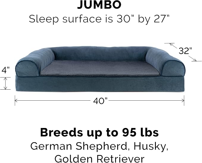 Furhaven Replacement Dog Bed Cover Sherpa & Chenille Sofa-Style, Machine Washable - Orion Blue, Jumbo (X-Large) - Image 3