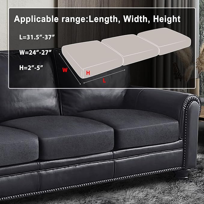 ANARACHON Leather Look Couch Cushion Covers Sofa Seat Slipcovers Sets Couches Furniture Protector for Sectional Armchair Loveseat Pets Kids Stretch Spandex Fabric (3 Cushion XL Sofa, Dark Grey) - Image 3