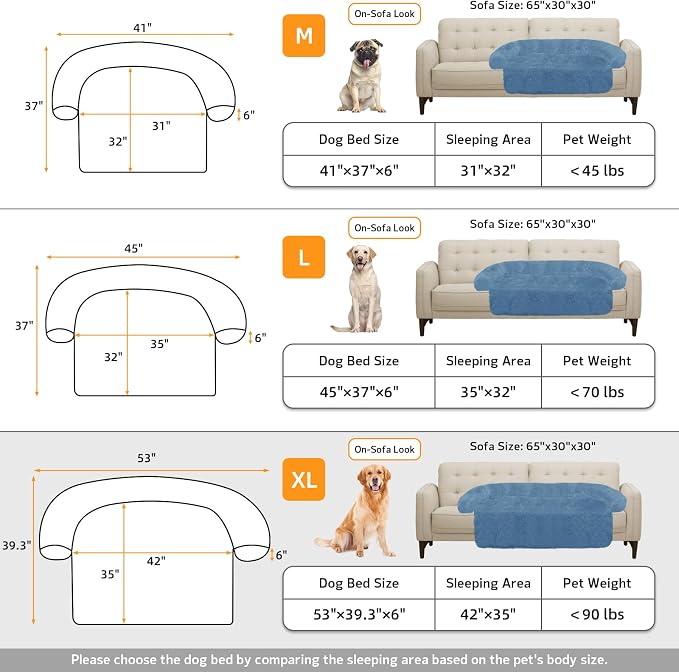 GGIB Calming Dog Bed Fluffy Plush Dog Mat for Furniture Protector with Removable Washable Cover for Large Medium Small Dogs and Cats (Extra Large (53x39.3x6), Navy) - Image 5