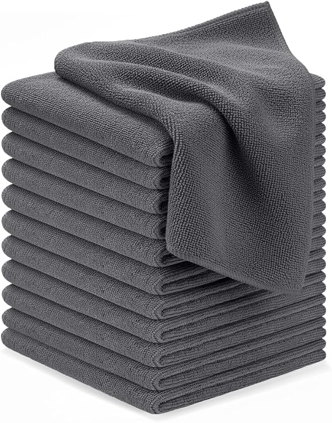 Avalon Towels Microfiber Cleaning Cloths (Value Pack of 12) - Size 12 x 12 Inches, Highly Absorbent Cleaning Rags, Lint Free, Reusable and Washable, Microfiber Towels for Cars by AvalonTowels