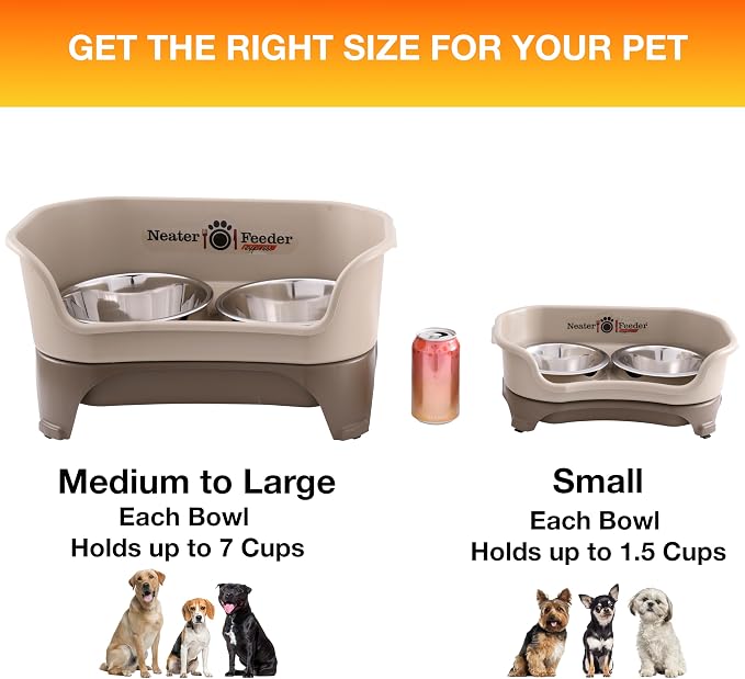 Neater Feeder Express Mess Proof Dog Bowls Elevated for Small Breeds under 15 Lb, Made in USA, No Spill Raised Dog Food Bowl Stand, Stainless Steel Food and Water Bowl Set, Feeding Station, Cappuccino - Image 4
