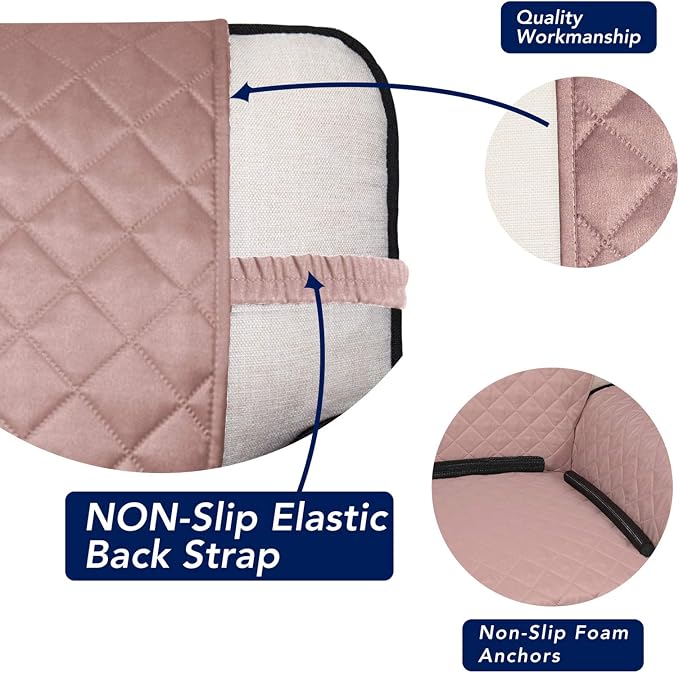 PureFit Reversible Quilted Couch Covers for Dogs Sofa Cover 4 Seater 88" | Pink/Beige, Water Resistant Couch Protector, Washable Pet Couch Cover with Non Slip and Elastic Straps For Kids - Image 3