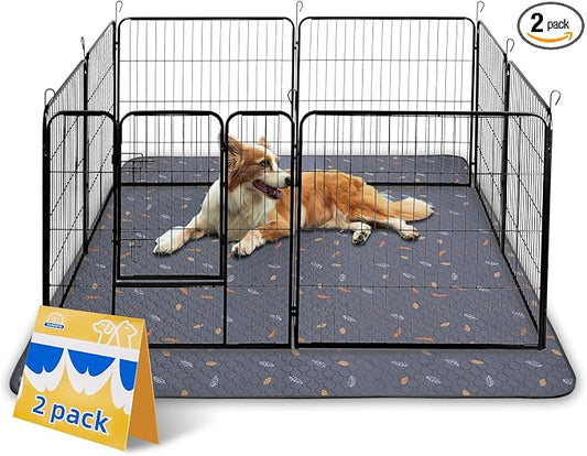 Sunheir Washable Pee Pads for Dogs Extra Large 48" x 60" 2-Pack, Reusable Puppy Pads Pet Training Pads for Dog Playpen Indoor, Waterproof Dog Pee Pads for Puppy Playpen, Whelping Pad - Deep Grey by SUNHEIR