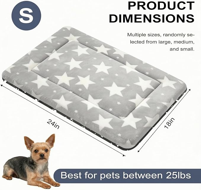 Dog Bed Mat, Reversible Crate Pad & Cute Dog Bed - Machine Washable Kennel Mat with Ultra Soft (Big&Small Stars Gray, 24" L*18" W*1.5" Th) - Image 4