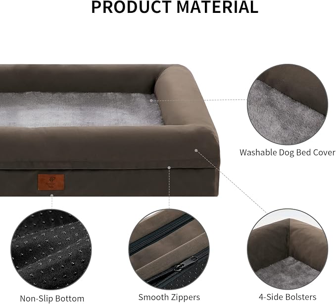 XL Orthopedic Waterprood Dog Bed for Extra Large Size Dogs | 360 Degree Bolster Support, Egg Crate Foam, Waterproof Liner, Non-Slip Bottom, Machine Washable Cover, 45 x 35 Inch - Image 5