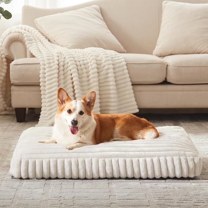 XXL Dog Bed, Flat Pet Beds with Removable Washable Cover, Pet Mat Cute Dog Crate Bed Thick Shredded Chopped Crate Foam & Anti Slip Bottom for Indoor - Image 8