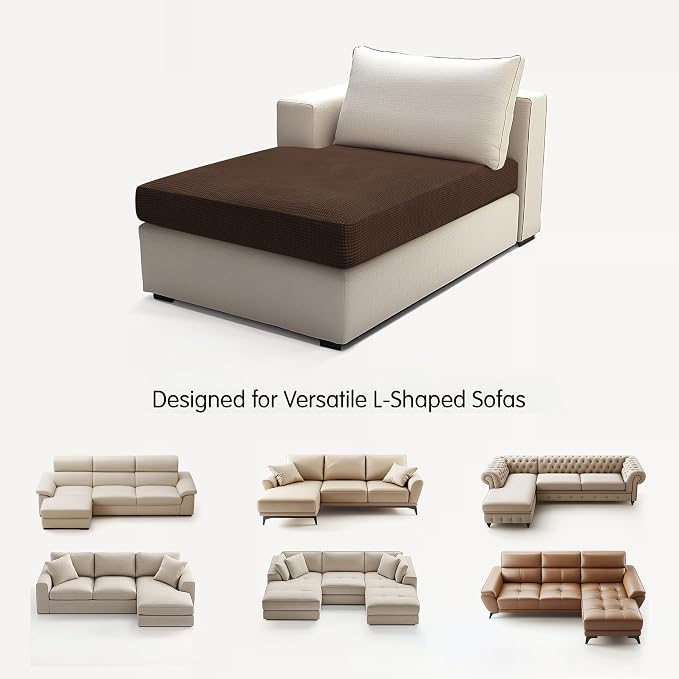 Hokway Stretch Chaise Cover Individual Couch Cushion Slipcovers Reversible Cushion Protector Slipcovers Sofa Cushion Protector Covers (Chaise Cover, Chocolate) - Image 9