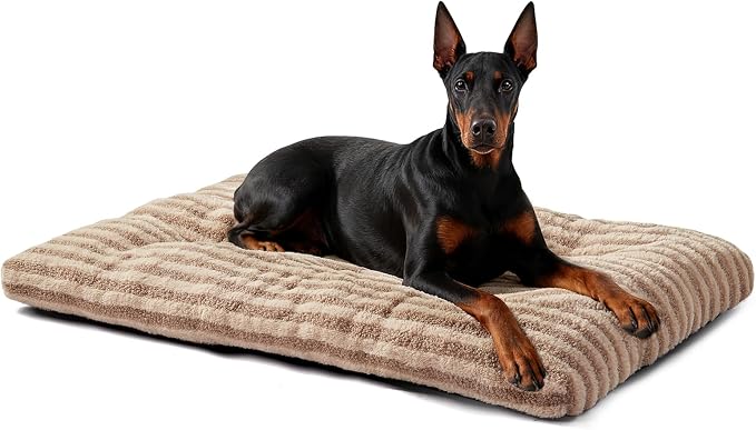 FURTIME Washable XXL Dog Bed for Extra Large Dogs, Giant Dog Crate Beds | Comfy Fluffy Kennel Pad Anti-Slip Pet Sleeping Mat, Machine Washable Dogs Pillow, 47"x29"x4", Brown by FURTIME