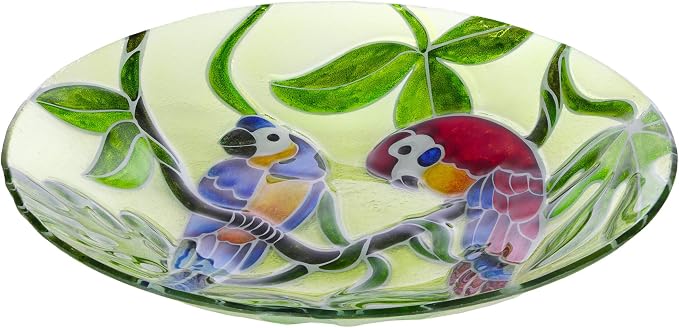 Alpine Corporation 18" Round Outdoor Birdbath Bowl Topper with Colorful Painted Parrot Design - Image 11
