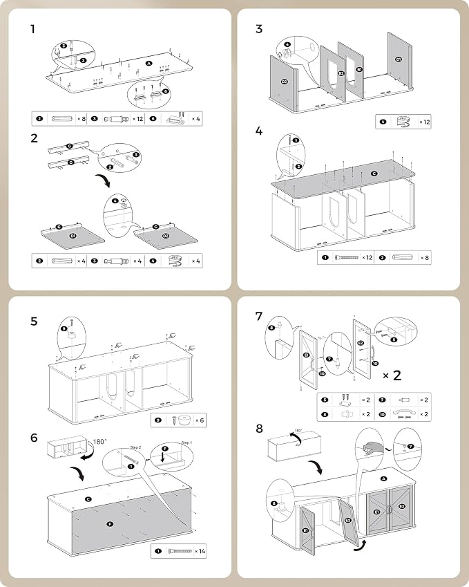 Feandrea Double Cat Litter Box Enclosure, Modern Litter Box Furniture Hidden for 2 Cats, Front Entry, Cat House, Side End Table, TV Stand, 59 x 19 x 19.5 Inches, Heather Griege UPCL010G01 - Image 7