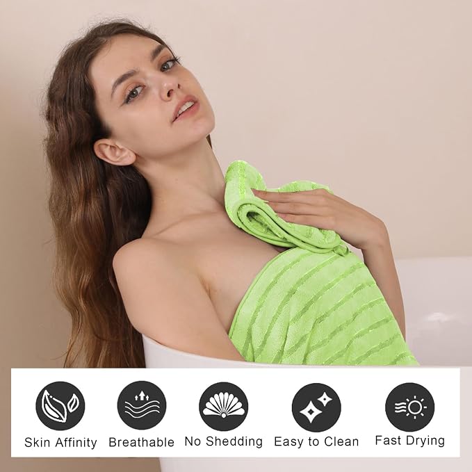 Mistyrose Bath Towels,8 Pack Large Bath Towels Set Super Absorbent Microfiber Bath Sheets-2 Oversized Bath Sheets 2 Hand Towels 4 Washcloths for Family Hotel Spa Gym(Fruit Green - Image 6