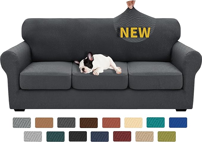 XINEAGE 2026 New 4 Pieces Couch Covers for 3 Cushion Couch Super Stretch Thick Soft Sofa Cover Anti Slip Sofa Slipcover Dogs Cats Furniture Protector (Dark Gray, 71"-91") by XINEAGE