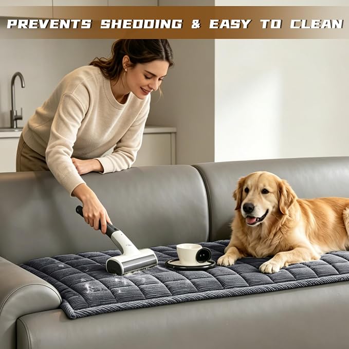 HAOYONG Couch Covers for Dogs Washable, Non Slip Fuzzy Durable Couch Covers for 3 Cushion Sofa Pet Friendly Furniture Protector Covers Dog Mat for Couches (Dark Gray, 27.6"×82.7") - Image 2