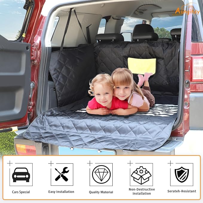 Aunginsy SUV Cargo Liner for Dogs Compatible with Toyota FJ Cruiser 2007-2021 Accessories, Rear Trunk Mat Travel Nonslip Pet Cargo Boot Liner with Bumper Flap Protector, Waterproof Floor Mat for Cats - Image 5