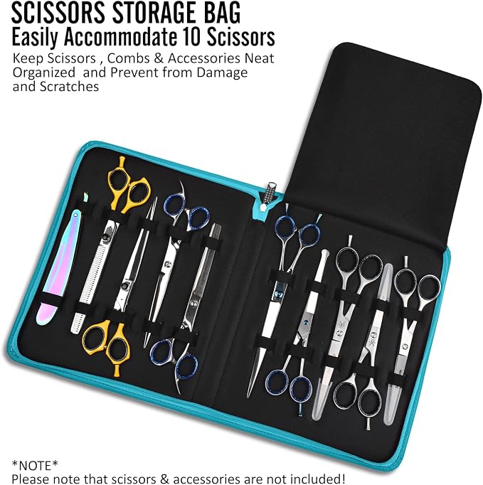 Case Holds 10 Grooming or Beauty Shears (TURQUOISE) - Image 3