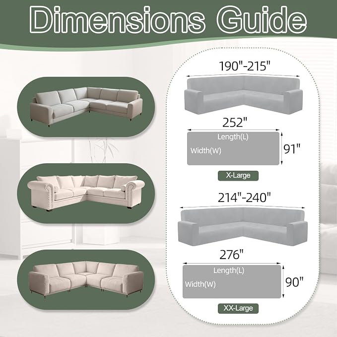 1OO% Waterproof Sectional Couch Covers for Dogs L Shaped Corner Sofa Cover Washable Chenille Sofa Slipcovers Blanket Modern Jacquard Pet Furniture Protector (91"x252", Green Wave) - Image 2