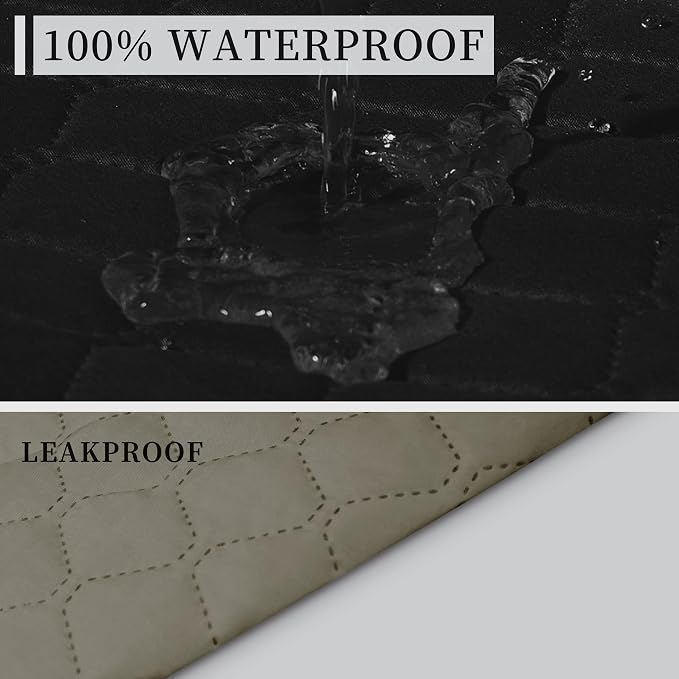 ISSUNTEX Double Protection 100% Waterproof Recliner Covers for Living Room, Reversible Furniture Protector Recliner Couch Sofa Slipcover for Dogs, Pets, Kids (Recliner, Black/Beige) - Image 3