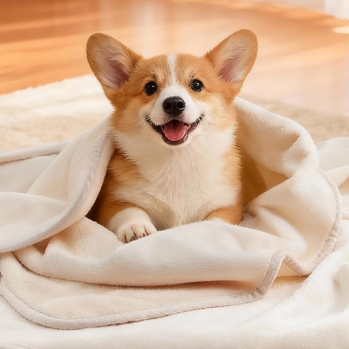 LOOBANI Waterproof Dog Blanket for Couch, Soft Couch Cover 50" x 60" Beige | Pet Blanket for Medium Large Dogs, Double Side Liquid-Proof, Reversible Flannel Bed Throw for Sofa, Travel, Hair Resistant - Image 7
