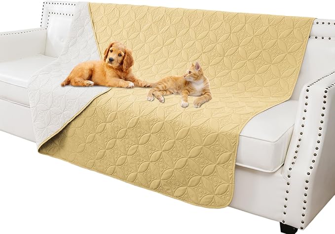 Waterproof Couch Cover for Dogs - Washable Pets Furniture Protector | TPU Leak-Proof Liner, Lightweight & Reversible, Fits Chair, Sofa, Bed, 52" x 82" , Sand/Cream by TuffeelHome