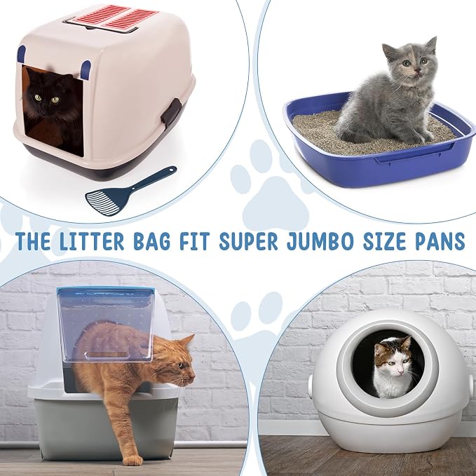Tinlade 50 Count Jumbo Cat Litter Box Liners Large Drawstring Cat Litter Liners Bags Unscented Tear Resistant for Trash Waste to Keep Your Home Clean(39 x 22 Inch,White, Multicolor) - Image 6