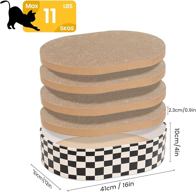 Conlun Cat Scratcher Box with 4 Cat Scratching Board Reversible Scratch Pad, Heavy Duty Corrugated Cardboard Pet Bed Lounger Kitty Scratchers for Indoor, Protects Furniture,Kittens Gifts-Large - Image 8