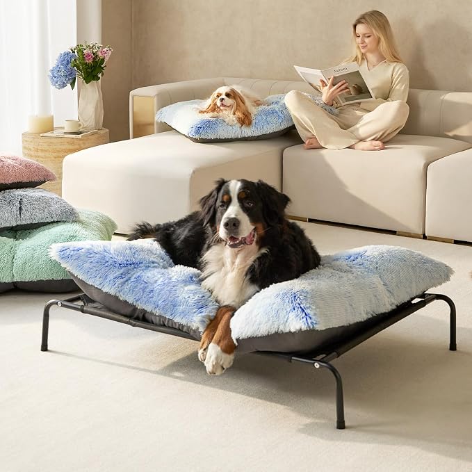 EHEYCIGA Fluffy Dog Crate Bed, Plush XX Large Dog Pillow, Blue | Xlarge Calming Anti Anxiety Plush Faux Fur Mat for Large size dogs, Washable Soft Warm Dog Pad with Non-Slip Bottom - Image 9
