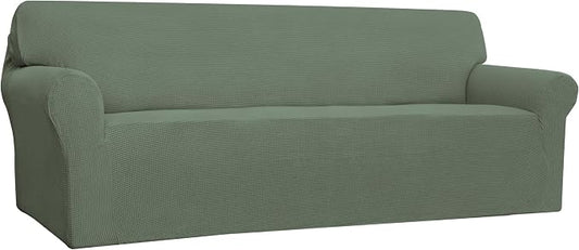 Easy-Going Stretch 4 Seater Oversized Sofa Couch Cover Greyish Green | 1-Piece Extra X-large Sofa Cover Furniture Protector Couch Soft with Bottom for Kids, Spandex Jacquard by Easy-Going