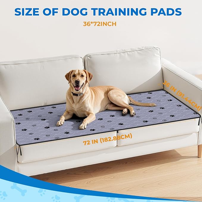 Fostanfly Washable Dog Pee Pads, Leakproof, 36''x72'' (3x6ft)-2 Pack, Gray | Non-Slip, Reusable Puppy Pee Pads, Ultra-Absorbent, Runner Rug for Hallway, Entryway, Potty Training with 8 Tie Straps - Image 2